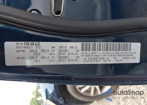 2015 Dodge Journey Sxt из США, поврежденный, VIN 3C4PDCBG3FT678493